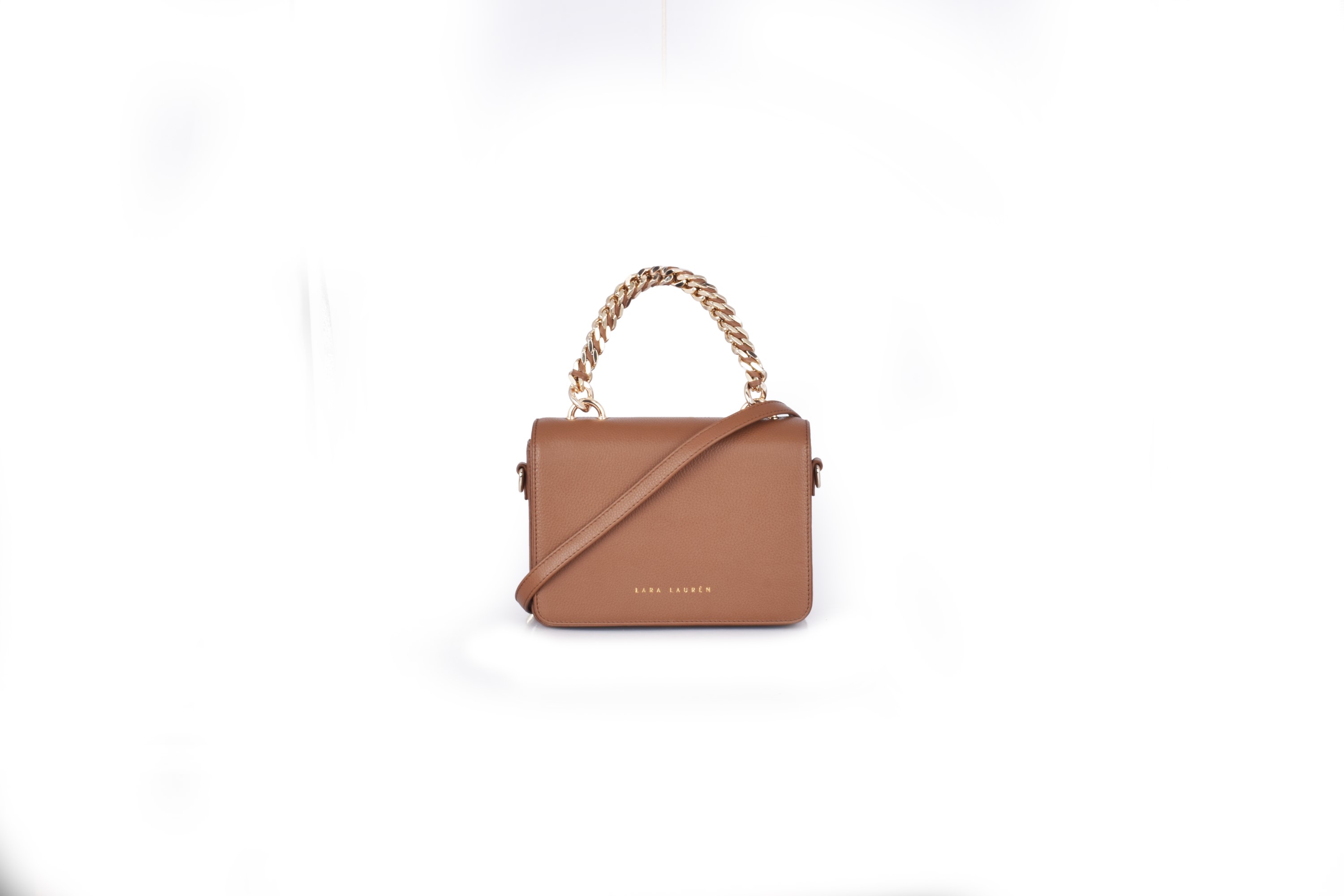 Split Flap Crossbody Kette, cognac